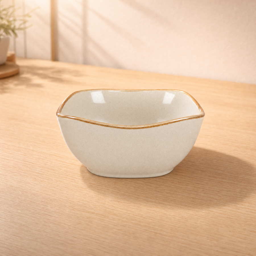 100% MELAMINA BOWL CUADRADO C/BORDE DORADO 15X15X7CM SB506L