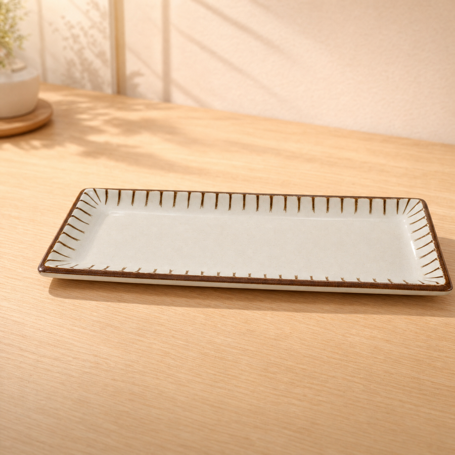 100% MELAMINA PLATO RECTANGULAR EFECTO PIEDRA