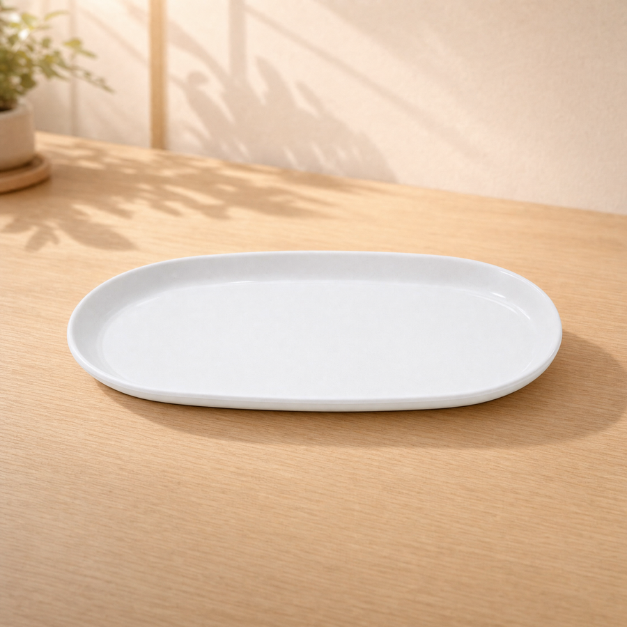 100% MELAMINA PLATO OVALADO BLANCO