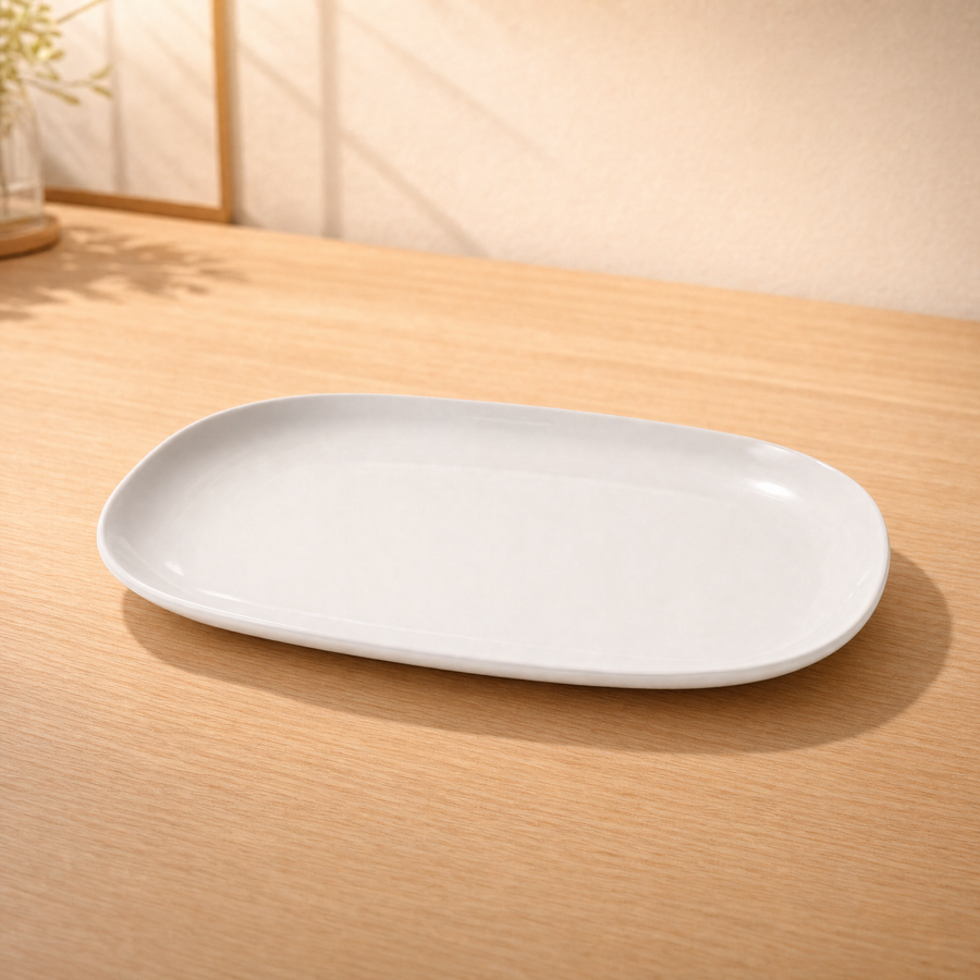 100% MELAMINA PLATO OVALADO BLANCO 13" 170130