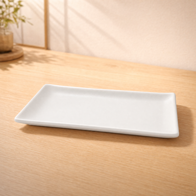 100% MELAMINA PLATO RECTANGULAR BLANCO/NEGRO 23X10CM 20498