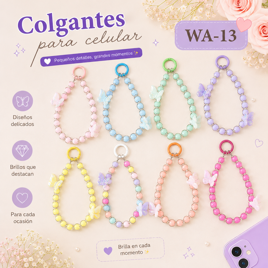 PULSERA LLAVERO DE CUENTAS CON MARIPOSA WA-13