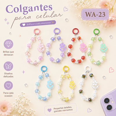 PULSERA LLAVERO DE CUENTAS CON FLOR WA-23