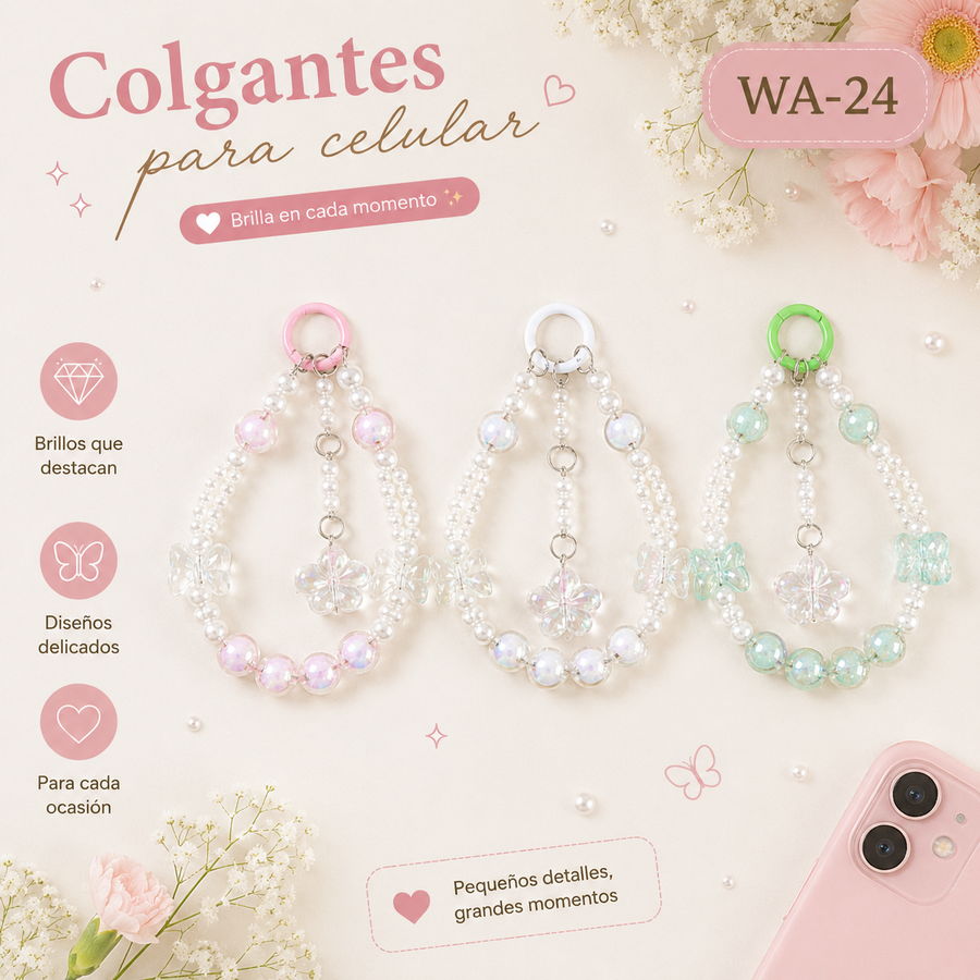 LLAVERO COLGANTE MARIPOSA CON PERLAS WA-24