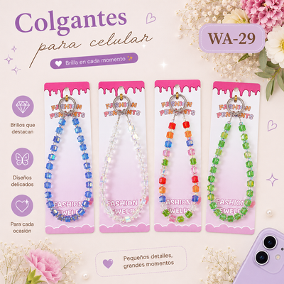 LLAVERO DE CUENTAS CRISTAL CUADRADO WA-29