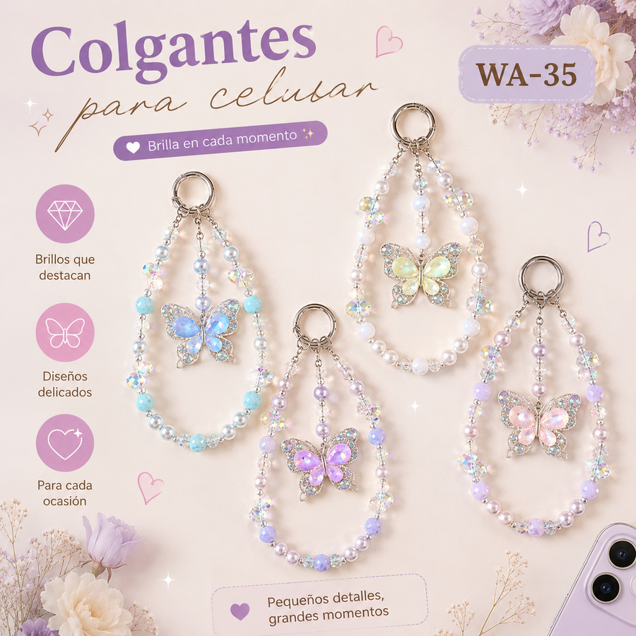 LLAVERO COLGANTE MARIPOSA C/PERLA WA-35