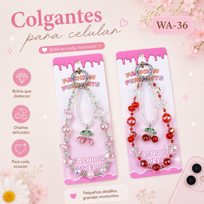 LLAVERO COLGANTE CEREZA CON CRISTALES WA-36