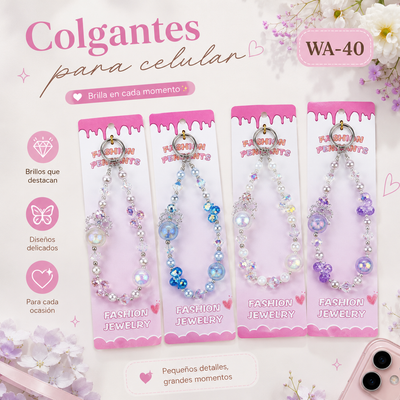 LLAVERO COLGANTE C/CUENTAS Y MARIPOSA WA-40