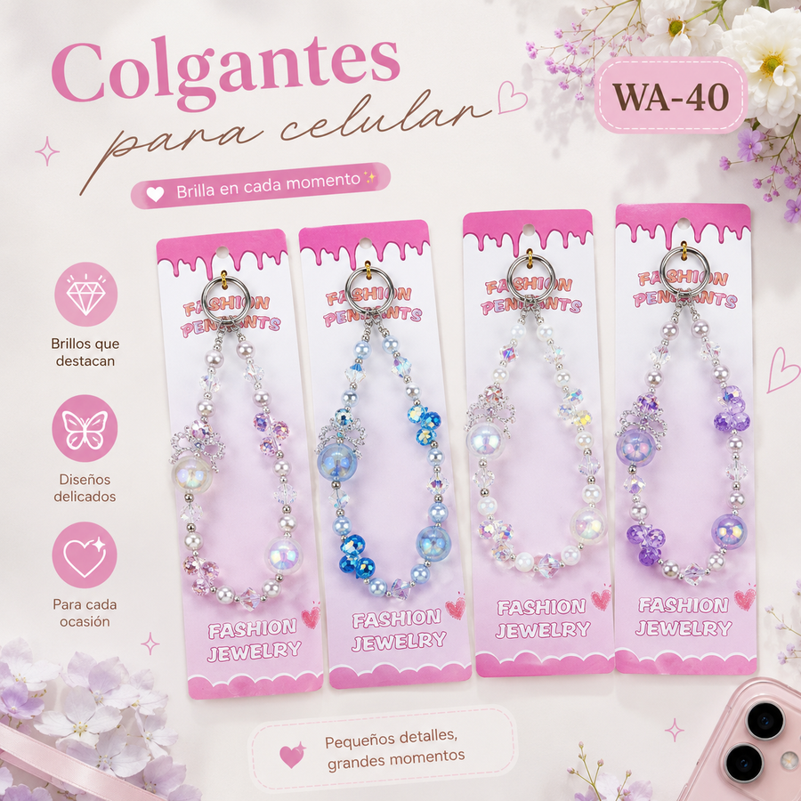 LLAVERO COLGANTE C/CUENTAS Y MARIPOSA WA-40